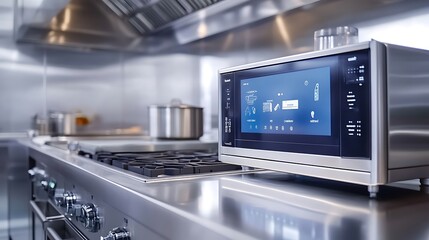 Modern Black Coffee Machine in a Stylish Kitchen with Cup - Sleek Home Appliance Closeup