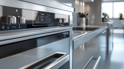 Modern Black Coffee Machine in a Stylish Kitchen with Cup - Sleek Home Appliance Closeup