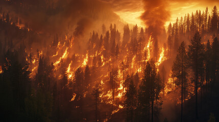 Fototapeta premium AI Technology Predicting Wildfire Spread and Optimizing Firefighting Strategies to Enhance Emergency Response and Protect Ecosystems through Data-Driven Insights and Advanced Modeling