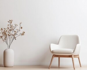 Cozy corner with minimalist lounge chair and subtle decor, minimalistic furniture, peaceful retreat