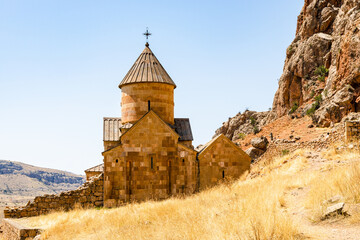 Fototapeta premium Surb Karapet church on mountain slope in Noravank