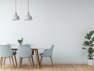 Clean-lined dining area with minimalist table and chairs, minimalistic design, dining harmony