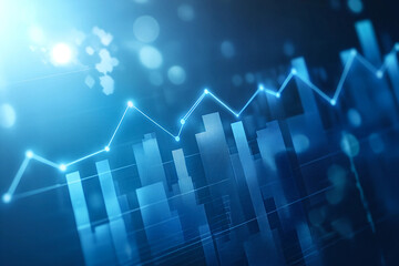 Photo blue growth graph business chart data diagram on success financial presentation background	