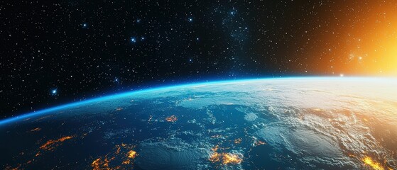 Obraz premium Earth from space with sunrise