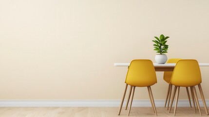 Elegant dining area with minimalist table and chairs, minimalistic design, furniture harmony