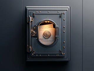 A secure, open safe with important documents, symbolizing security, protection, and confidentiality in a professional setting.