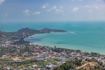 Naklejka premium Overlap Stone Viewpoint, aerial view to Samui island, Koh Samui, Surat Thani, Thailand