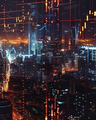 Fototapeta premium Futuristic city skyline with building night image