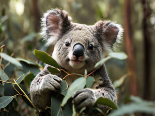 Koala eating eucalyptus leaves