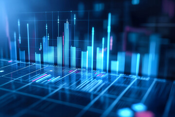 Photo blue growth graph business chart data diagram on success financial presentation background	