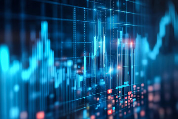 Photo blue growth graph business chart data diagram on success financial presentation background	