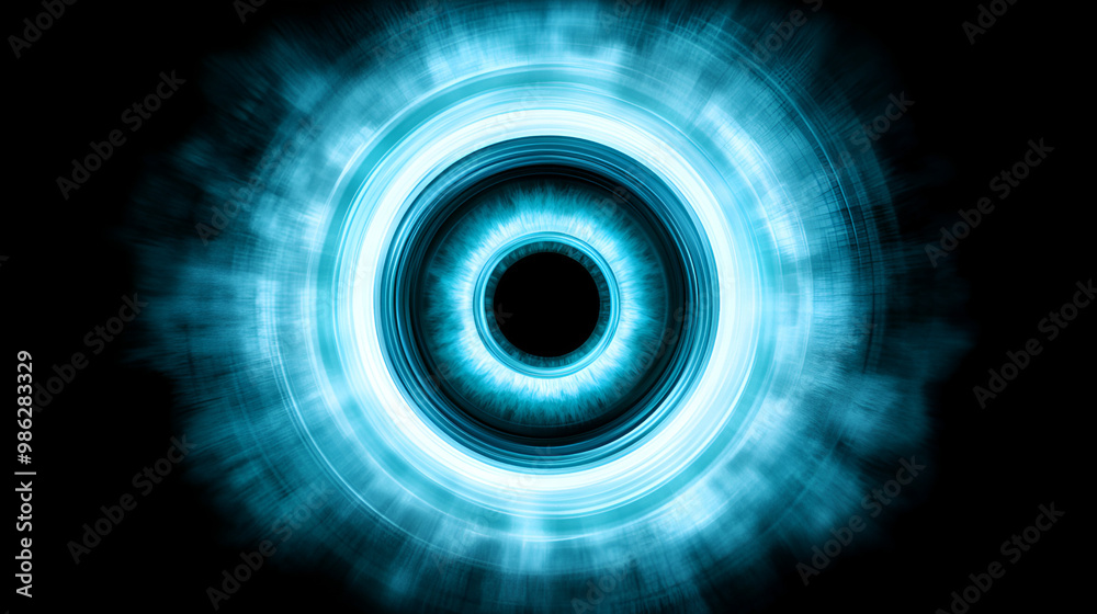 Poster a glowing blue circular pattern emerges against a black background, creating a mesmerizing visual ef