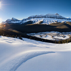 Panorama mountain winter landscape
