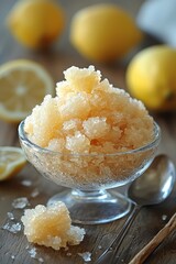 Granita: A semi-frozen dessert made from sugar, water, and flavorings like lemon or coffee.