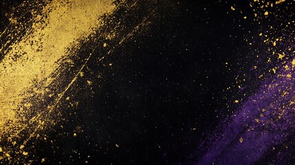 Fototapeta premium Abstract Background with Gold and Purple Glitter on Black