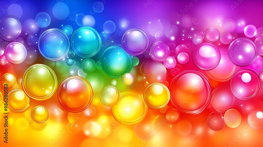 Aufkleber vibrant colorful bubble patterns create a stunning abstract display with a gradient rainbow backgrou