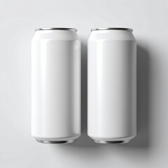 Aluminum slim cans in white isolated on white background,canned with water drops,canned with water drops and ice