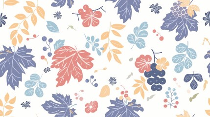 Seamless repetitive background pattern of grape and leaf for fabric design