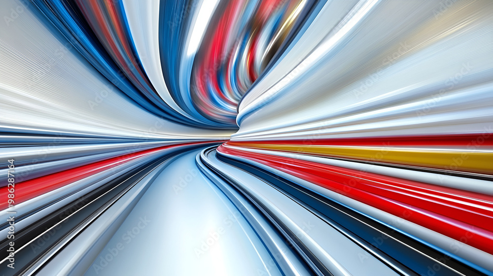 Wall mural vibrant abstract motion swirl with contrasting colors and dynamic lines in a futuristic digital land