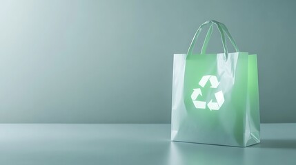 A Green Reusable Shopping Bag with a Recycle Symbol