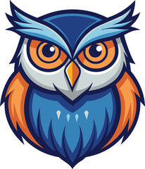 Colorful Owl vector art icon illustration, for printable owl animal graphics with no background design, owl icon and logo.