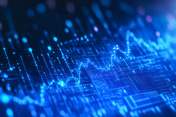 Photo blue growth graph business chart data diagram on success financial presentation background	
