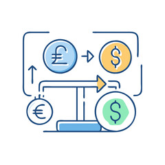 Currency exchange icon, symbol of financial transactions and international trade, minimalist style