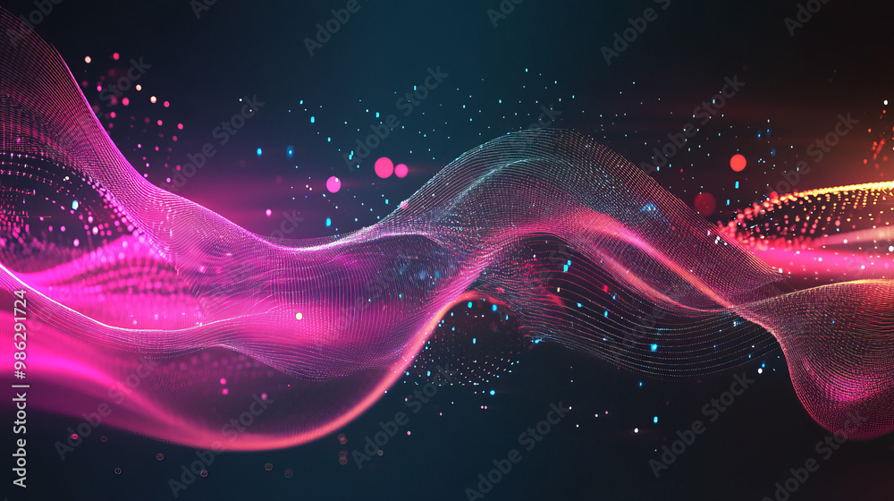Wall mural abstract technology particles lines mesh background. vector abstract graphic design banner pattern b