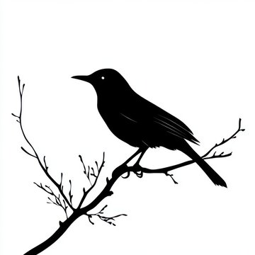 recommend clip art: Silhouette vector illustration of a mockingbird, on white background, 2d flat illustration, perfect for literature-themed designs, educational materials, and nature branding