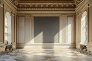 Obraz premium Empty Classic Room With Sunlight and Large Wall