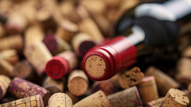 grape wine cork with wine bottle