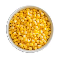 white bowl with yellow corn kernels isolated on transparent background Generative Ai.

