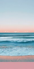 Fototapeta premium Seashore View with Pink Sky and Gentle Waves