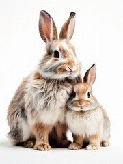 Obraz premium Extremely fluffy and cute rabbits with long floppy ears. Generated by AI.