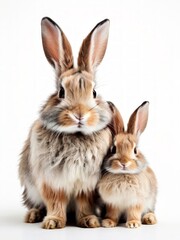 Obraz premium Extremely fluffy and cute rabbits with long floppy ears. Generated by AI.