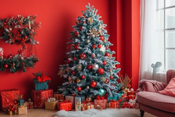 Merry Christmas and Happy New Year Holiday background. Xmas banner and web poster. Festive Greeting card