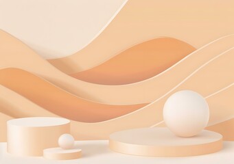 Abstract 3D Background with Wavy Lines and Platforms