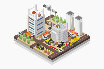 Isometric Buildings Under Construction