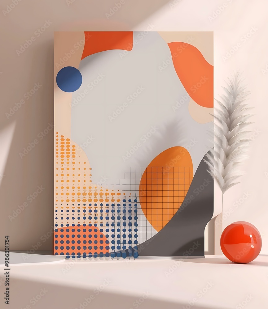 Canvas Prints abstract geometric shapes minimalist poster with a white feather