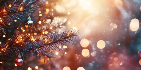 Merry Christmas and Happy New Year Holiday background. Xmas banner and web poster. Festive Greeting card