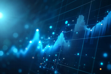 Photo blue growth graph business chart data diagram on success financial presentation background	