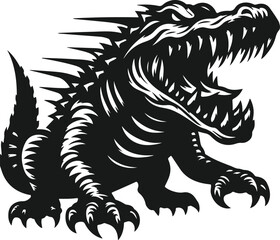 silhouette of angry alligator vector art illustration