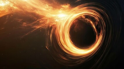A detailed illustration of a black hole, with light bending around it, showcasing astrophysics and gravitational theory.