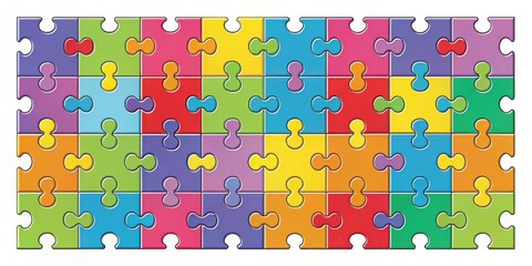 32 interconnected jigsaw puzzle pieces template for conceptual design