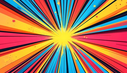 
Vibrant and dynamic comic book explosion with retro pop art influence
