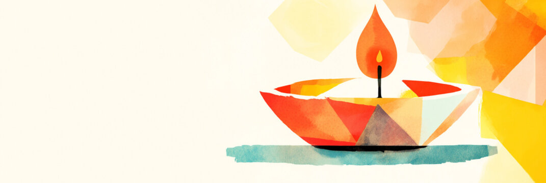 Unique cubism style candle, intrigue diwali background illustration