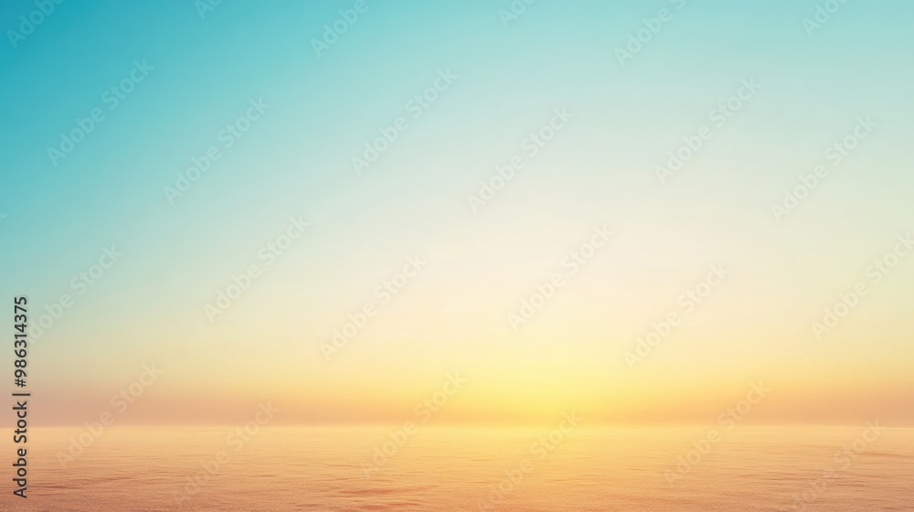 Wall mural clear sky with a gradient from light blue to warm yellow at the horizon