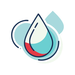 A water drop with a red and blue color. The water drop is in the middle of a blue circle