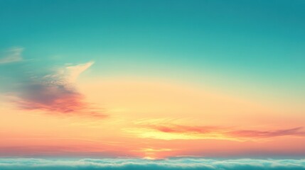 Gentle gradient of blue and peach in the sky as the sun rises