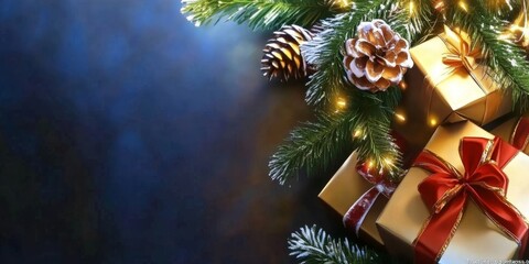 Merry Christmas and Happy New Year Holiday background. Xmas banner and web poster. Festive Greeting card